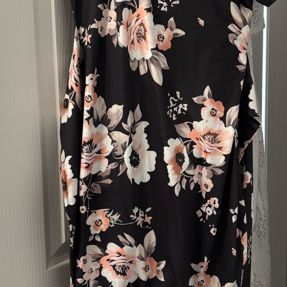Floral Black and Pink Women's Dress